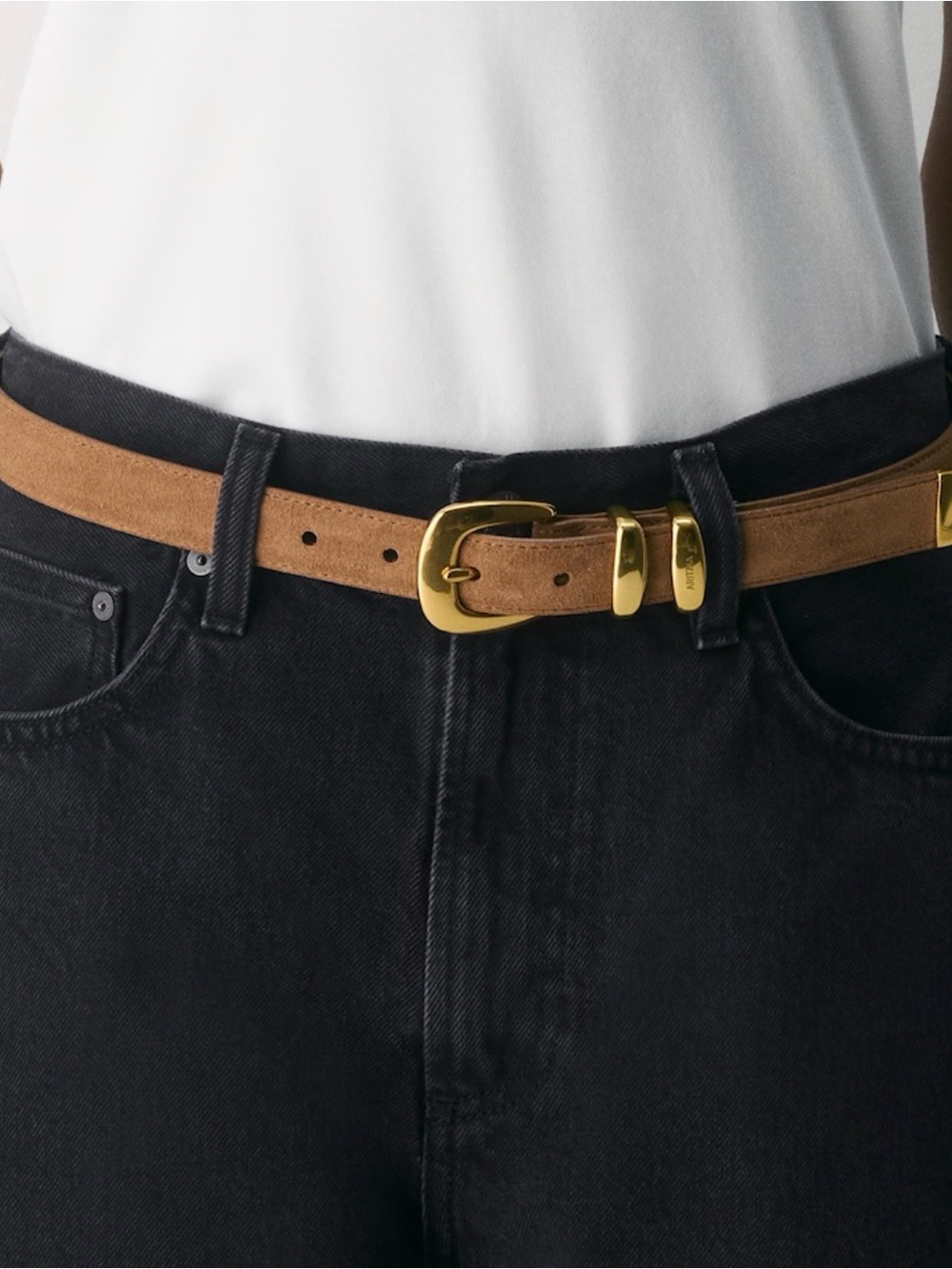 Aritzia Women’s brown Suede Belt with Gold